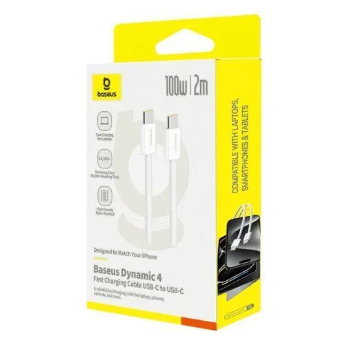 PD кабель Baseus Dynamic 4 Fast Charging Type-C to Type-C 100W 2m White P10381400211-01 00000000365 фото