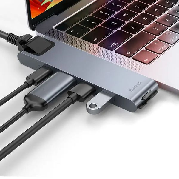 Порт-реплікатор Baseus Thunderbolt C+Pro 7-in-1 Smart Hub CAHUB-L0G Grey 00000002047 фото