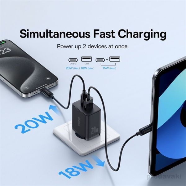 МЗП Baseus Cube Fast Charger C+U 20W EU Cluster Black P10111403113-00 00000000734 фото