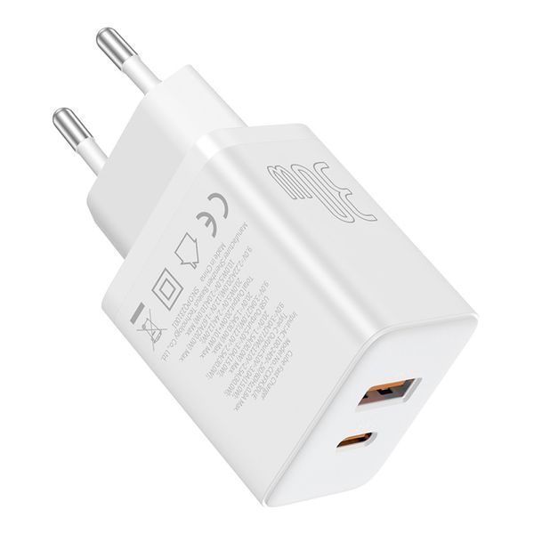 МЗП Baseus Cube Fast Charger C+U 30W EU Cluster White P10111404213-00 00000000375 фото