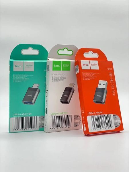 Перехідник HOCO UA17 USB Male to Type-C female USB2.0 adapter Black 00000000985 фото