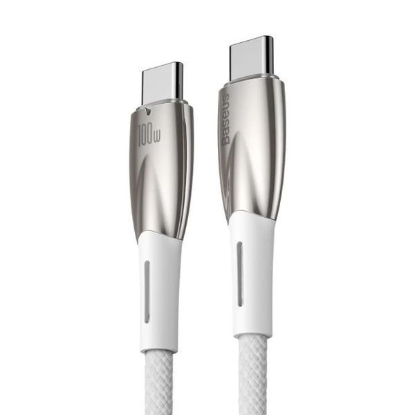 PD кабель Baseus Glimmer Series Fast Charging Data Cable Type-C to Type-C 100W 1m White CADH000702 00000001049 фото