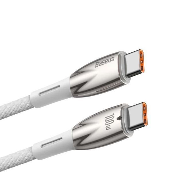 PD кабель Baseus Glimmer Series Fast Charging Data Cable Type-C to Type-C 100W 1m White CADH000702 00000001049 фото