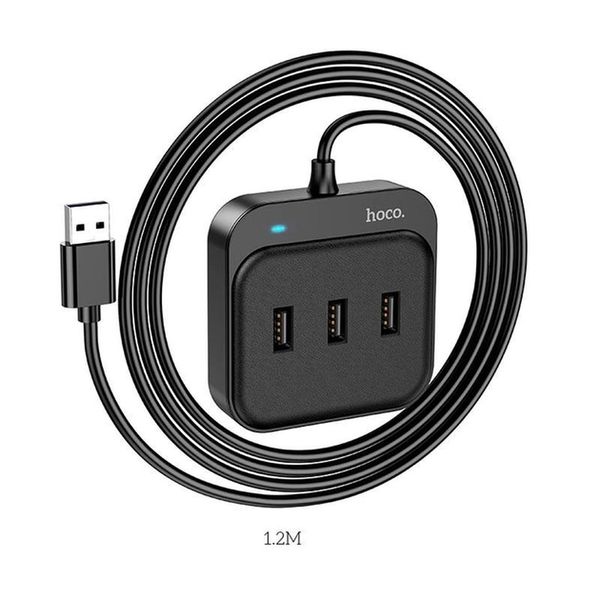 USB-хаб (адаптер) Hoco HB31 Easy 4-in-1 converter(USB to USB2.0*4)(L=1.2M) Gray 00000002022 фото