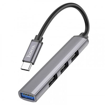 USB-хаб (адаптер-перехідник) Type-C Hoco HB26 4-в-1 USB3.0+3 USB2.0 Silver 00000002014 фото