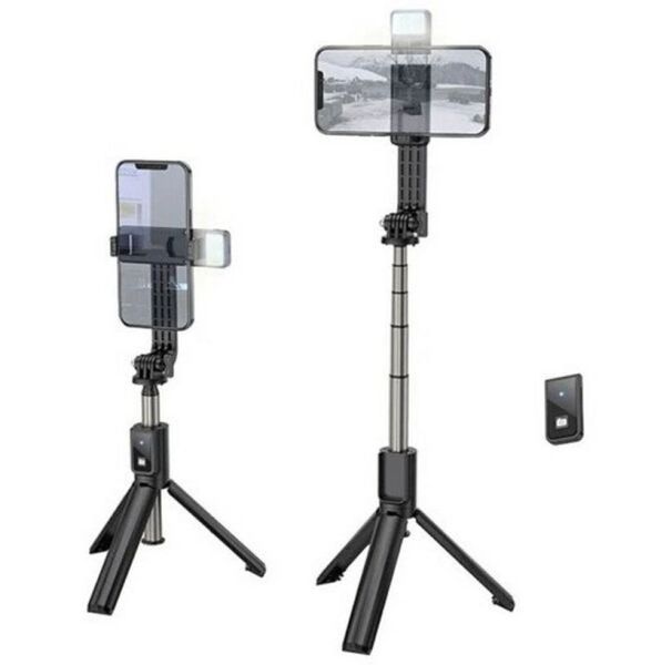 Монопод для селфі Hoco K15 Treasure aluminum alloy fill light live broadcast (0,8m.) Black 00000008844 фото