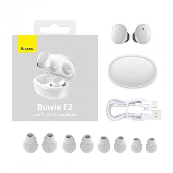 Бездротові навушники Bluetooth Baseus True Wireless Earphones Bowie E2 White (NGTW090002) 00000001414 фото