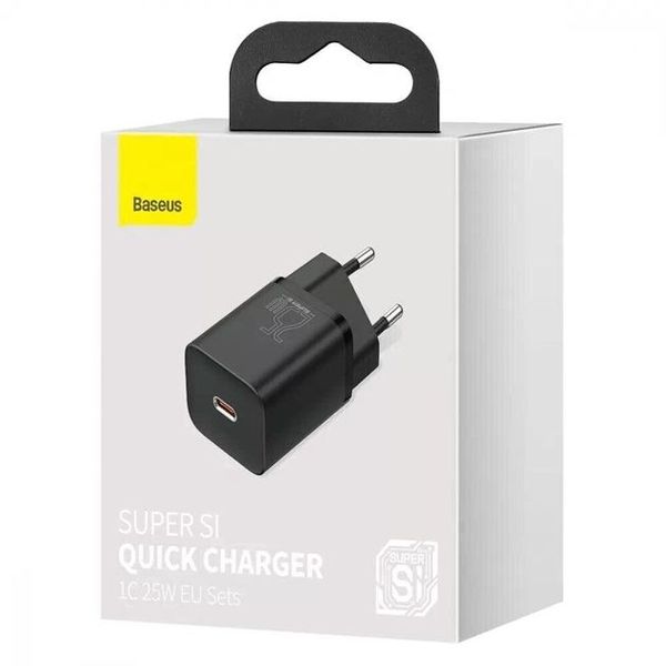 Мережевий зарядний пристрій Baseus Super Si Quick Charger 1C 25W (CCSP020101) Black 00000001048 фото