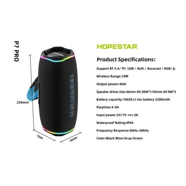 Колонка HOPESTAR P7 Pro 46W (синій) 00000000184 фото