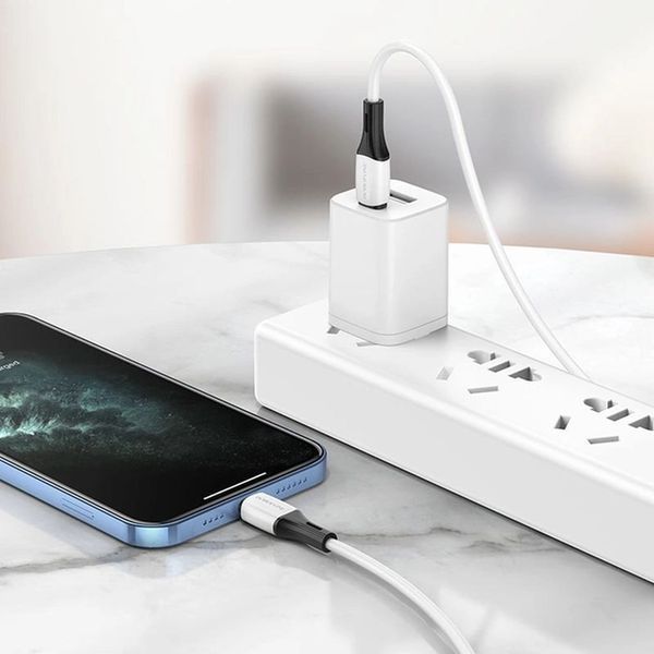 PD Кабель BOROFONE BX79 Silicone charging data cable Type-C to Lightning 20W/1m білий 00000000992 фото