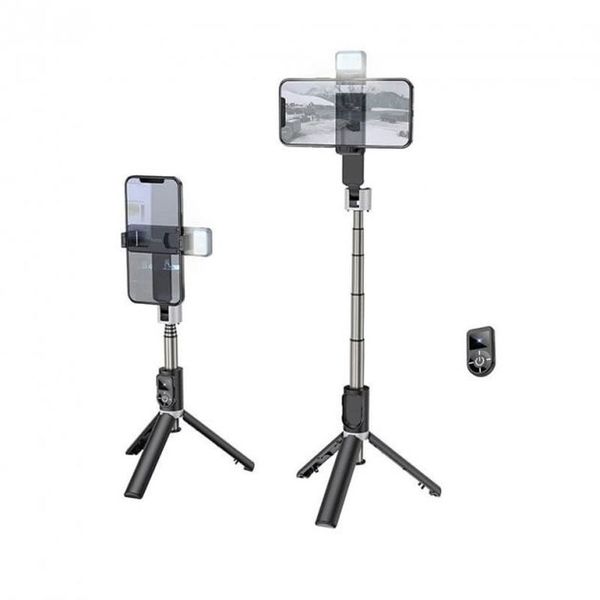 Монопод для селфі Hoco K16 aluminum alloy fill light live broadcast (0,8m.) Black 00000008845 фото