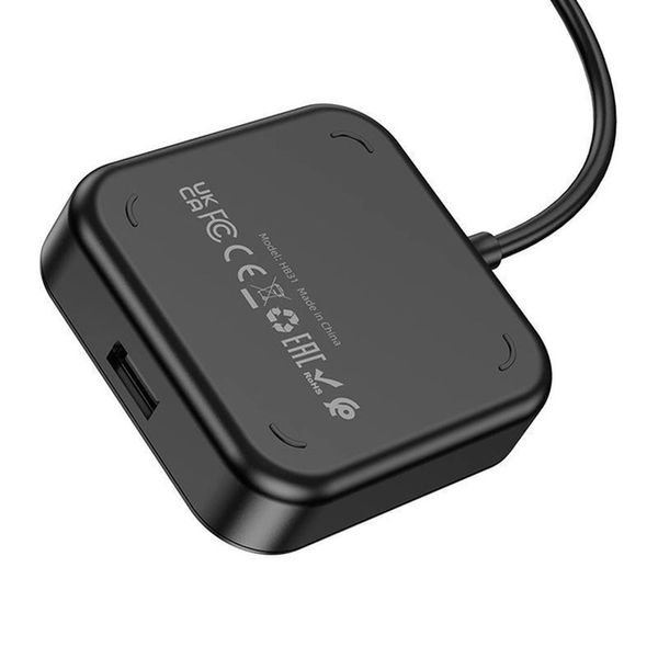 USB-хаб (адаптер) перехідник Type-C(PD) HUB Hoco HB31 Easy 4-in-1 converter(Type-C to USB2.0*4) 0,2m. Black 00000006164 фото