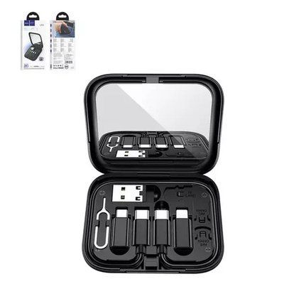 Кабель HOCO U114 Treasure box storage Multi/Micto/Type-C/Lightning/PD/Card-Pin 3A/1.2m. Black 00000000995 фото