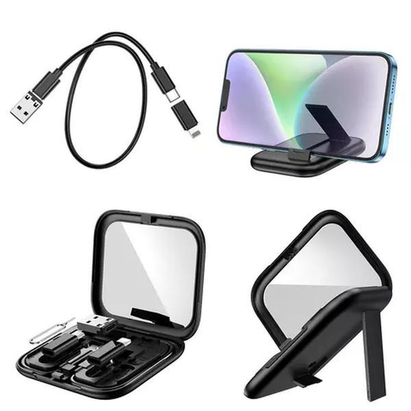 Кабель HOCO U114 Treasure box storage Multi/Micto/Type-C/Lightning/PD/Card-Pin 3A/1.2m. Black 00000000995 фото