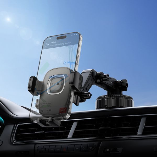Автотримач Hoco H89 Crown large suction cup car holder(center console) black metal gray 00000000890 фото