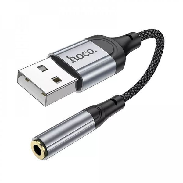Аудіоадаптер HOCO LS36 Fresh external sound card USB to 3.5 0,12m Black 00000001044 фото