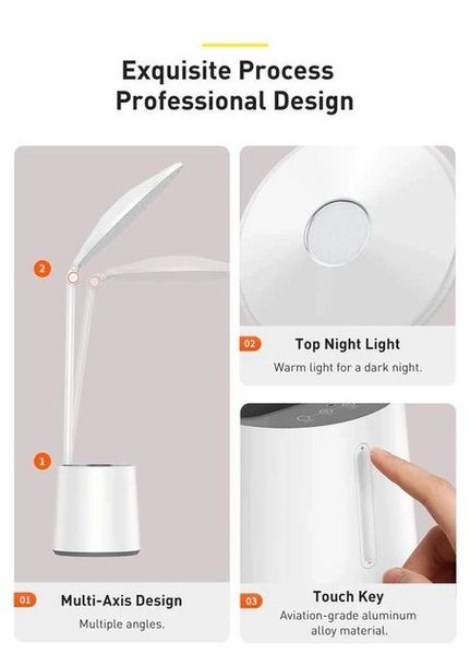 Настільна лампа для стола з мережевим адаптером Baseus Smart Eye Series Full Spectrum Double Light Source Reading and Writing Desk Lamp (DGZH-02) 00000002112 фото