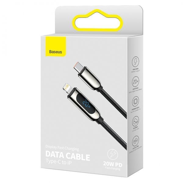 PD Кабель Baseus Display Fast Charging Data Cable Type-C to IP 20W 2m Black CATLSK-A01 00000000947 фото