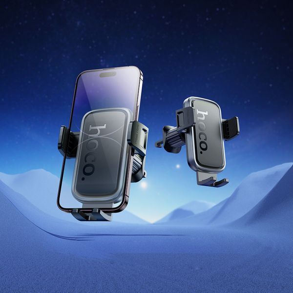 Автотримач Hoco H78 Vista push-type car holder(air outlet) black metal grey 00000000892 фото