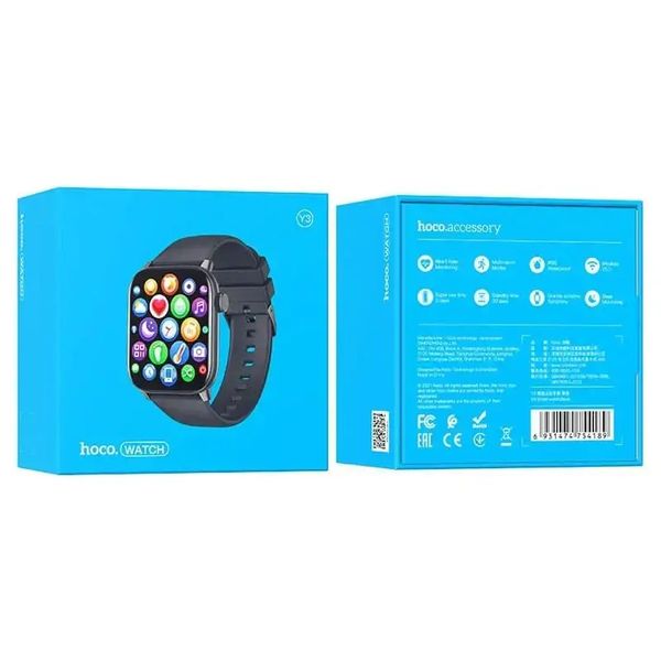 Розумний смарт-годинник Hoco Y3 Smart watch Black 00000001685 фото