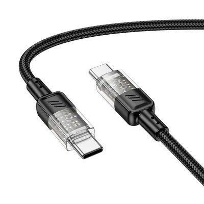 PD Кабель HOCO U129 Spirit 60W transparent charging data cable Type-C to Type-C 1,2m. Black 00000000946 фото