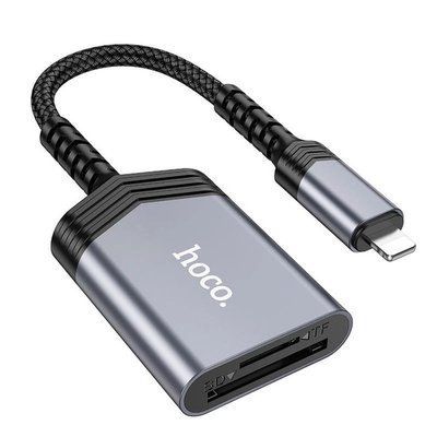 Картрідер HOCO UA25 2-in-1 card reader iP Metal gray 00000001040 фото