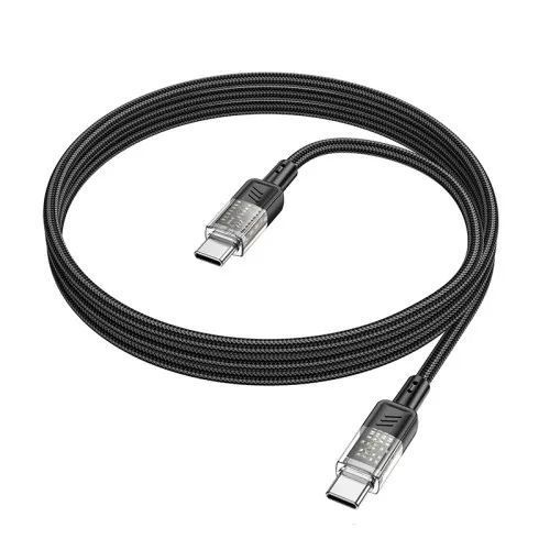 PD Кабель HOCO U129 Spirit 60W transparent charging data cable Type-C to Type-C 1,2m. Black 00000000946 фото