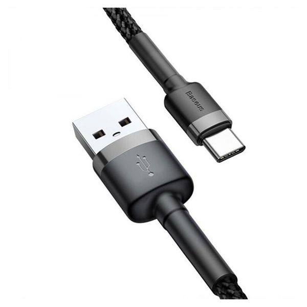 Кабель Baseus cafule USB For Type-C 3A 0.5m (CATKLF-AG1) Gray&Black 00000000143 фото