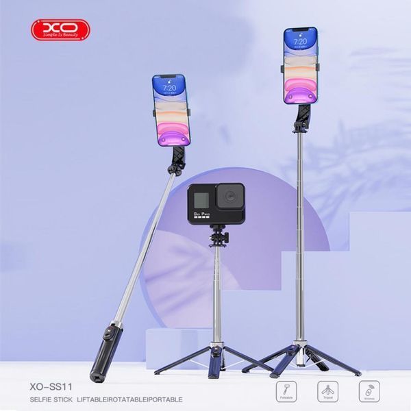 Монопод XO SS11 Four Legged Reinforced Stand Bluetooth Selfie Stick 100CM Чорний 00000000630 фото