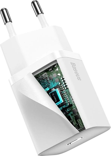 Мережевий зарядний пристрій Baseus Super Si Quick Charger 1C 20W (CCSUP-B) White 00000001044 фото