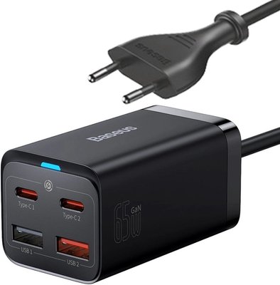 Мережевий зарядний пристрій Baseus GaN3 Pro Desktop Powerstrip 65W+кабель Type-C to Type-C Black (PSZM000901) Black 00000001040 фото