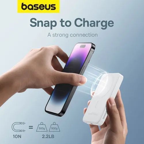 Зовнішній акумулятор (повербанк) Baseus Magnetic Mini Wireless Fast Charge 5 000 mAh 20W White P1002 00000000242 фото