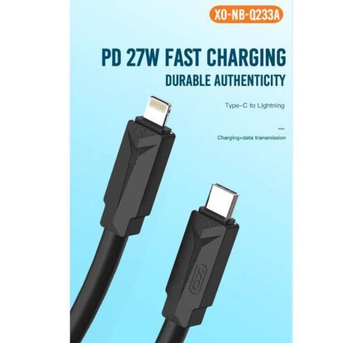 Кабель XO NB-Q233A Type-c to Lightning 27W Data Cable Чорний 00000000940 фото