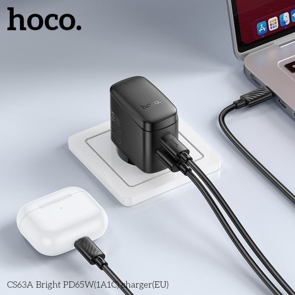 МЗП HOCO CS63A Bright PD65W(1A1C) charger Black 00000001095 фото