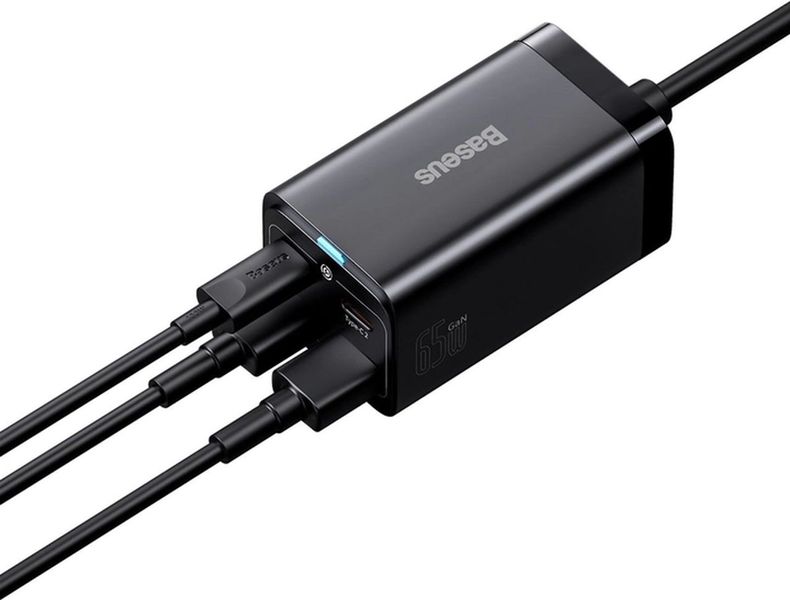 Мережевий зарядний пристрій Baseus GaN3 Pro Desktop Powerstrip 65W+кабель Type-C to Type-C Black (PSZM000901) Black 00000001040 фото