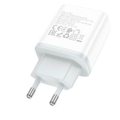 МЗП HOCO C105A Stage 1USB-C/1USB-A/PD20W/QC3.0/3A White 00000000801 фото
