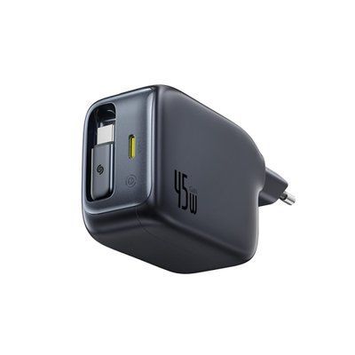 МЗП Baseus EnerCore CJ11 Fast Charger with Retractable Cable 2C 45W EU Black E0120G00 00000000384 фото