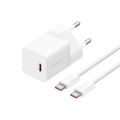 МЗП Baseus GaN5 Fast Charger(mini) 1C 30W EU Cable Type-C to Type-C 1m White P10110902213-00 00000000742 фото