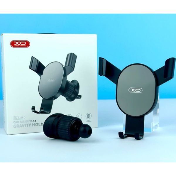 Автотримач XO C126 Mirror face gravity air outlet latch bracket Срібно-чорний 00000000895 фото