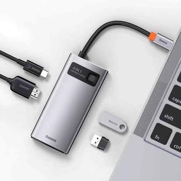 USB-хаб Baseus Metal Gleam Series 4-in-1 Multifunctional CAHUB-CY0G Gray 00000002037 фото