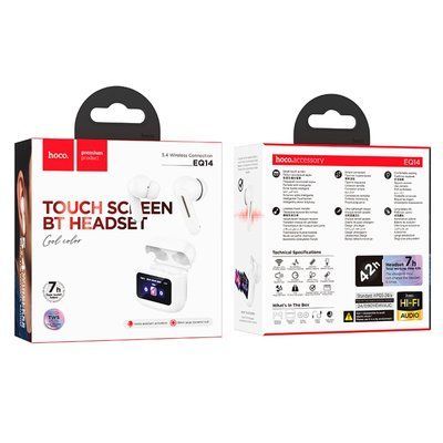 Навушники бездротові HOCO EQ14 Cool color true wireless BT headset with touch screen White 00000000434 фото