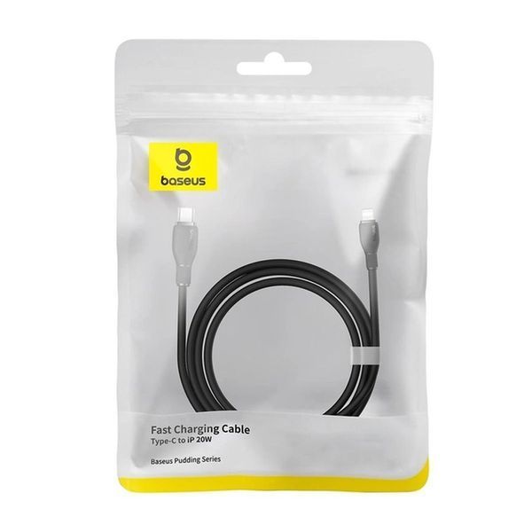 Кабель для швидкої зарядки PD Baseus Pudding Series Fast Charging Cable Type-C to iP 20W 2m (P10355701111-01) Black 00000000948 фото