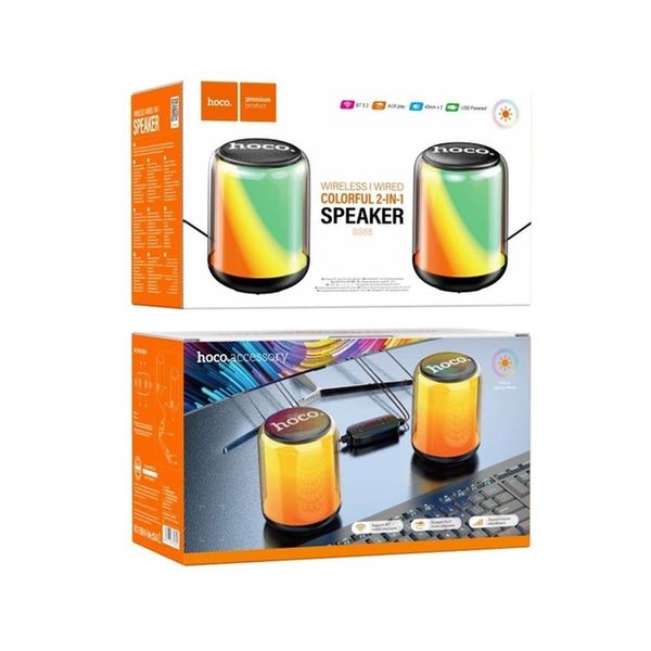 Комп'ютерні колонки (портативна акустика) Hoco BS56 Colorful BT wired 2-in-1 computer speaker Black 00000002059 фото