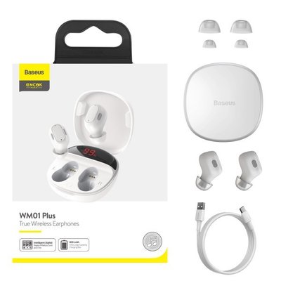 Бездротові навушники Bluetooth Baseus Encok True Wireless Earphones Plus NGWM010002 White 00000001398 фото