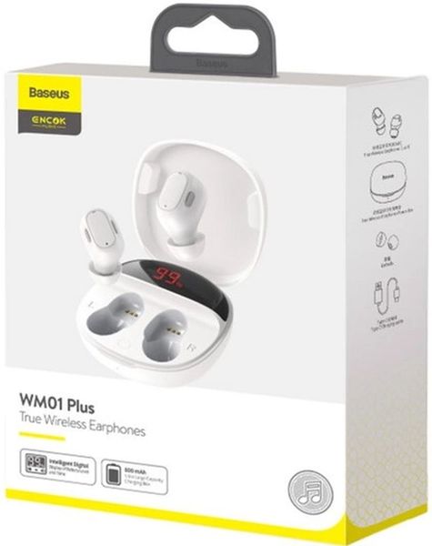 Бездротові навушники Bluetooth Baseus Encok True Wireless Earphones Plus NGWM010002 White 00000001398 фото