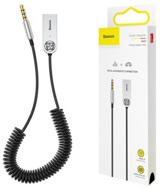 Автомобільний FM-трансмітер Bluetooth (ресивер-адаптер) Baseus Baseus BA01 USB Wireless Adapter Cable Black (CABA01-01) 00000000025 фото