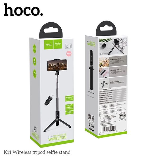 Монопод для селфі Hoco K11 Wireless tripod selfie stand (0,68m.) Black 00000001371 фото