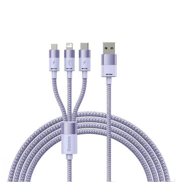 USB Baseus StarSpeed 1-for-3 Fast Charging Data Cable USB to M+L+C 3.5A 1.2m Purple CAXS000005 00000000949 фото