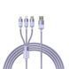 USB Baseus StarSpeed 1-for-3 Fast Charging Data Cable USB to M+L+C 3.5A 1.2m Purple CAXS000005 00000000949 фото 2