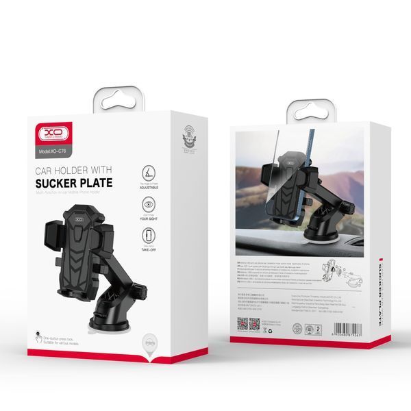 Автотримач XO C76 Car holder with sucker plate Чорний 00000000901 фото